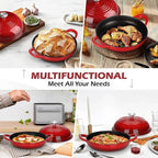 Bread Oven for Sourdough (5.5 QT), Joyfair Enamaled Cast Iron Bread Dutch Oven with Lid, Sourdough Bread Baking Pan with Heavy Duty Dual Handles, Non-Stick & Even Cooking, Oven-safe up to 500°F, Red