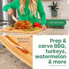 Greener Chef 20 Inch Bamboo Cutting Board Featuring Super-Sized Glue-Free Surface™ – Heavy Duty Butcher Block for Safe Meal Prep, Chopping & Carving with Lifetime Replacements