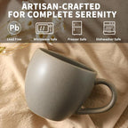 Ceramic Coffee Mugs Set, 16 oz Large Coffee Cups Set of 6 with Big Handle, Stoneware Coffee Mugs for Cappuccino, Tea, Cocoa, Cereal, Cute Latte Cups for Men and Women Gifts, Grey