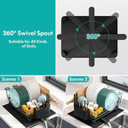 Black Stainless Steel Dish Drainers Drying Rack for Kitchen Counter with Drainboard Set, Rust Proof Metal, Space Saving, Modern Aesthetic, Compact Plates Strainers with Extra Mat