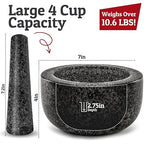 Priority Chef Heavy Duty Large Mortar and Pestle Set, 100% Granite, Non Slip Base, Make Fresh Guacamole, Salsa, Pesto, Stone Grinder Bowl, Herb Crusher, Spice Grinder, 4 Cup - Black