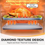 HONGBAKE 3 Pack Nonstick Ceramic Baking Sheet Pan Set for Oven, Non-Toxic Half/Quarter/Jelly Roll Pans with Diamond Texture, Heavy Duty 0.8mm Aluminized Steel Cookie Trays for Cooking, Light Grey