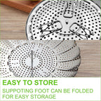 Vegetable Steamer Basket for Cooking, Stainless Steel Veggie Fish Food Steamer Basket, Folding Expandable Steamers to Fit Various Size Pot