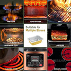 9"x6.5" Sturdy Foil Pans + Snap-On Lids (5 Pack) | 2X Thicker Heavy Duty Reusable 61oz | Grill Microwavable Multi-Use Pot | 3" Deep Disposable Aluminum Tin for Baking Cooking