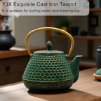 Cast Iron Tea Kettle, Japanese Tetsubin Teapot Coated with Enameled Interior, Durable Cast Iron Teapot with Stainless Steel Infuser for Stovetop Safe(1000ml/34oz)