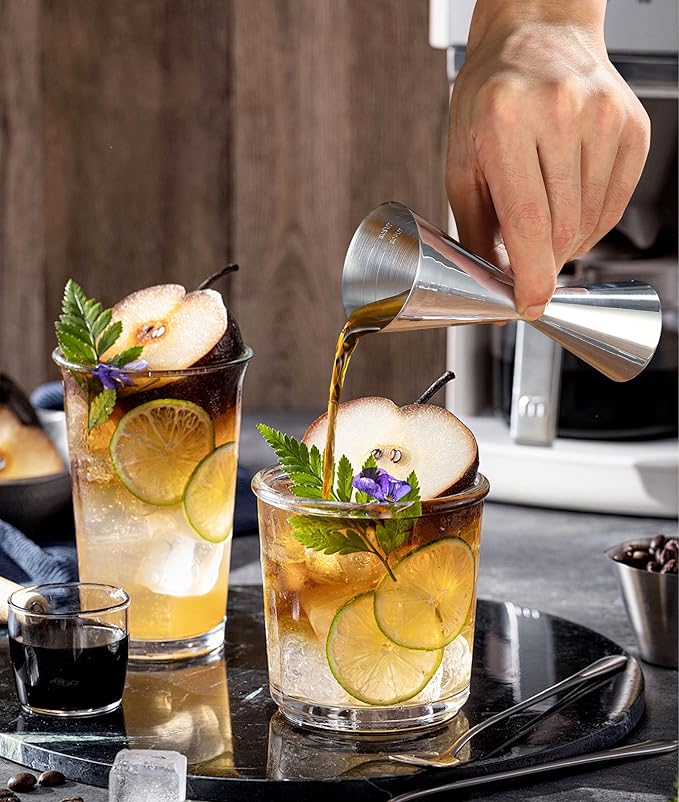 Slim Jigger for Bartending 8 Measurements Inside Cocktail Jigger 2 OZ 1 OZ Professional Duty Double Japanese Premium Food Grade Stainless Steel Bar Jigger Bartender Tool Accessories(304 SS)