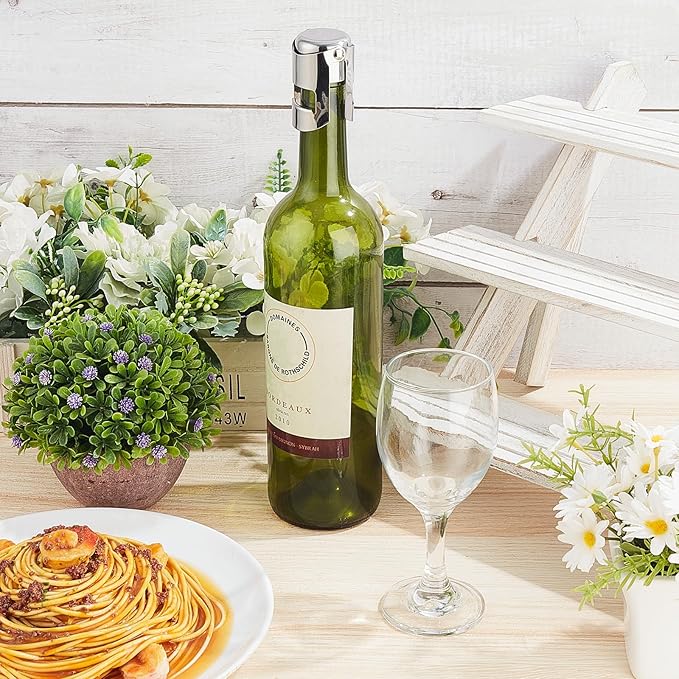 Tessco 18 Pcs Stainless Steel Champagne Stopper Reusable Bottle Sealer Wine Corker Champagne Cork Stopper with a Built in Sealing Plug Compact Saver Plug for Cava Prosecco (Silver)