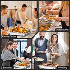 MEEZY 4 Pack 9QT Chafing Dish Buffet Set, Stainless Steel Buffet Chafers with Full Size, Half Size, Size Pan Foldable Catering Food Warmer for Wedding Banquet Catering Party