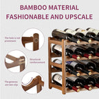 Wine Rack Storage,Bamboo Wine Racks Cabinet Shelf,4-Tier 16 Bottles Freestanding Wine Bottle Holder for Basement,Kitchen,Countertop