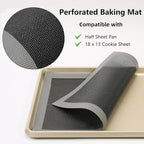 AMYONE Perforated Silicone Baking Mats, 2 PCS Gray Mesh Baking Mats for Half Sheet, Non-Stick Reusable Eclair Oven Liners for Homemade Bread/Pizza/Sugar Cookie 11 5/8" x 16 1/2", Deep Space Grey