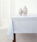 Solino Home Light Blue Linen Tablecloth 52 x 52 Inch - 100% Pure Linen Square Table Throw - Classic Hemstitch, Machine Washable Table Cloth for Summer