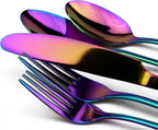 30-Piece 18/0 Stainless Steel Classical Flatware Set, Mirror Polishing Rainbow, Service for 6
