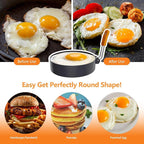 6 Packs Professional Pancake Ring Set,3" Omelette Ring,4" Non-stick Griddle Pancake Shapers with Oil Brush,6" Stainless Fried Egg Molds with Orange Anti-scald Silicone Handle,8" Pancake Molds