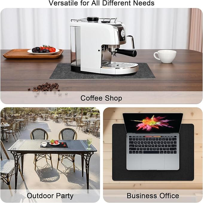 Myir JUN Dual Sided Placemats, Faux Leather Set of 8 for Dining Table, Non-Slip Washable Heat Resistant Indoor Outdoor Table Mats (Gray Black)