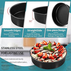 P&P CHEF Non-stick Cake Pan Set of 4, 4/6/8/9.5 Inch Round Baking Cake Pans Tins for Tier Smash Cakes, Non-Toxic & Solid, Stainless Steel Core & Leak-Proof, 4Pcs