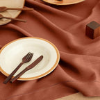 Solino Home Linen Cinnamon Tablecloth 60 x 108 Inch - Classic Hemstitch, 100% Pure Linen Rectangular Tablecloth - Machine Washable Table Cloth for Fall, Autumn, Halloween