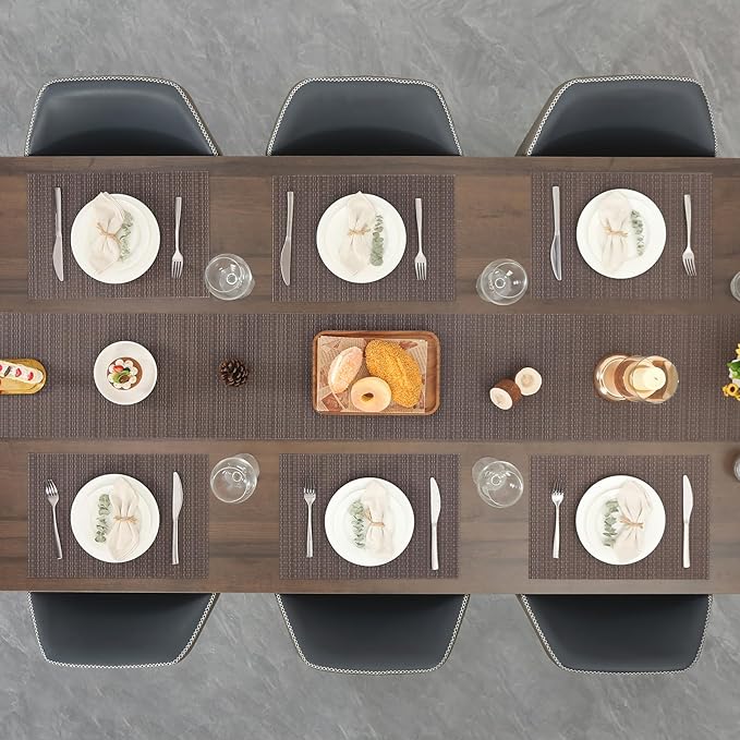 Myir JUN Placemats Set of 8, Vinyl Woven Placemats Place Mats Indoor Set of 8 Washable Table Mats Non-Slip Place mats for Dining Table (Coffee, Set of 8)