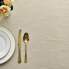 maxmill Square Table Cloth Swirl Pattern Spillproof Wrinkle Resistant Heavy Weight Soft Tablecloth for Kitchen Dinning Tabletop Outdoor Picnic Square 52 x 52 Inch Beige