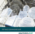 Rachael Ray Leak-Proof Nestable Container Food Storage Bin Set, 10-Piece, Clear with Gray Lids (Pack of 2)