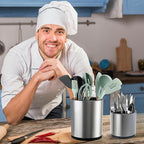 Utensil Holder,Extra Large Utensil Holder for Kitchen Counter, Silverware Organizer, Stainless Steel Storage Cooking Caddy Flatware Spoon Spatula Tool Cutlery Container(2 Set)