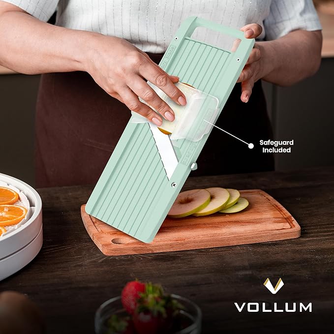 Narrow Mandoline Slicer for Kitchen – Professional Slicer Vegetable Cutter Japanese Mandoline Slicer with Interchangeable Stainless Steel Blades – Food Manual Slicer Handheld Mandoline Slicer