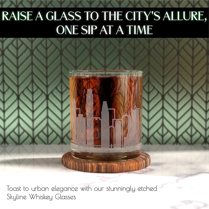 Greenline Goods Skyline Etched Philadelphia Whiskey Glasses Gift (Set of 2) | Old Fashioned Tumbler – For Philadelphia Lovers - City Accessories and Souvenirs - Philadelphia Glassware Decor