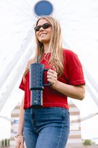 Simple Modern 4th of July 40 oz Trek Tumbler with Handle and Straw Lid | Cup Holder Friendly Insulated Stainless Steel Travel Mug | Stars Navy