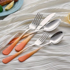 20-Pieces Color Silverware Sets for 4,Orange and white Handle Stainless Steel Cutlery Set, Include Forks Spoons and Knives Set, Dishwasher Safe Utensil Sets for Home Restaurant