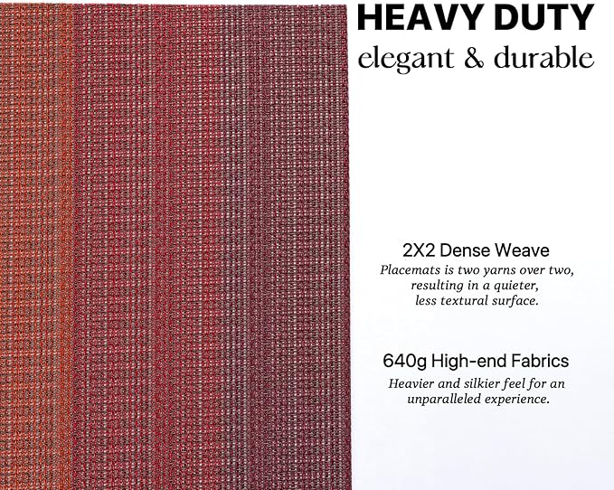 LEXMORE Placemats Set of 4 Vinyl/Plastic Woven Place Mats for Kitchen Table Indoor/Outdoor Washable Placemat Wipeable Dining Table Mats(Pomegranate Parade)