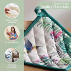 Maison d' Hermine Pot Holders 100% Cotton Heat Resistant Potholders 8" x 8" Hot Pads with Loop BBQ, Cooking, Baking, Grilling, Kitchen, Handling Hot Pans Spring/Summer (Pack of 1, Tropiques)