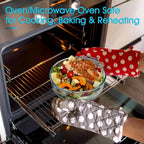 NUTRIUPS Small Glass Casserole Dish with Lid Oven Safe Covered Round Casserole Dish 8" Glass Microwavable Bowl With Lid Microwavable Cookware (Small-1.7L)