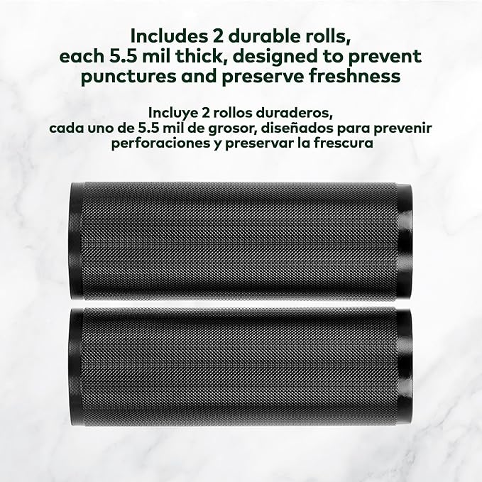Vacuum Seal Rolls 11" x 50' 2 Pack (100 Feet Total) 5.5 Mil (Black and Black) - BPA Free Commerical Grade Food Saver for Storage, Sous Vide, and Meal Prep Sealer Bag