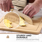 Bamboo Cutting Board Set of 3 with Holder, Light Color, Durable & Eco-Friendly, Perfect for Chopping, Serving, and Food Prep - Wooden Cutting Boards for Kitchen, Wood Cutting Board