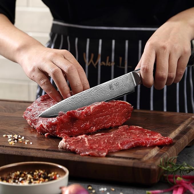 Wakoli MIK Damascus 4-Piece Knife Set – Japanese Style Kitchen Knives | Genuine Damascus Steel Blades with VG10 Core | Ergonomic Micarta Handles | Professional Chef Knife Set in Gift Box