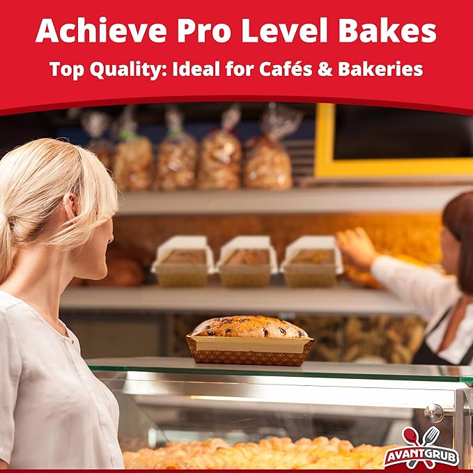 Chef-Grade Elegant 1Lb Paper Loaf Pans 50 Pk. Best Disposable Bakeable Kraft Pan Supply for Baking Bread, Small Meatloaf, Lemon Bundt Cake, Sweets for Holiday Gifts, Bake Sales or Fundraiser.