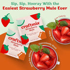 Craftmix Strawberry Mule, Makes 12 Drinks, Skinny Cocktail Mixers Moscow Mule - Mocktail Drink Mixers - Made With Real Fruit - Vegan Low-Carb, Low-Sugar, Non-GMO, Dairy Free, Gluten Free, Easy to Mix