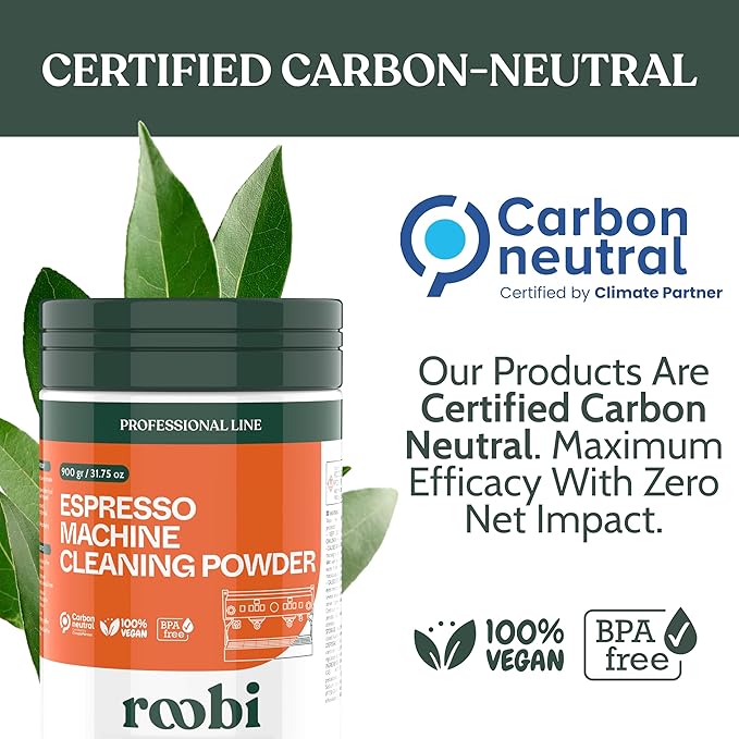 Roobi Professional Espresso Machine Cleaning Powder. Carbon Neutral Espresso Cleaner Powder. Up to 90 uses, 900gr.