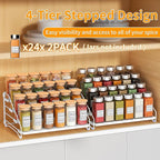RCHYFEED Spice Rack Organizer for Cabinet,4 Tier Spice Organization for Cabinet Easy Visibility,Tierd Spice Rack Seasoning Organizer for Kitchen Countertop Pantry,Metal(White, 2Pack)
