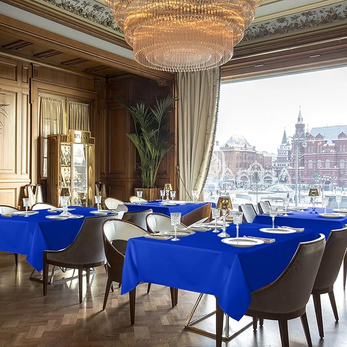 sancua Rectangle Tablecloths 6 Pack - 90x156 Inch - Royal Blue Washable Fabric Cloth Table Cloth, Large Reusable Polyester Table Covers for Wedding, Party, Birthday, Banquet