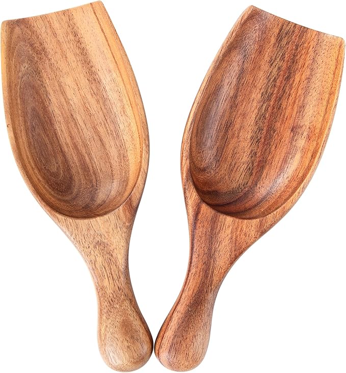 Big Coffee Scoop Shovel, 2pcs Large Ground Coffee Scoop, Wooden Bean Salt Spoons, Wood Serving Spoons for Beans Powder Sugar from Big Jars Canisters, Multifunctional Kitchen Scoop