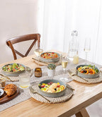 theterra 7.5'' Ceramic Pasta Bowls, Salad Bowls Set of 4, Stoneware Serving Bowls for Fruits, Noodle, Dinner, House-warming Wedding Present, Desert Sage