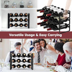 Stackable Wine Rack Countertop, Sturdy Bottle Holder Freestanding for Cabinet, 3 Tier Small Tabletop Wine Holder Stand, Wire Bottle Rack Metal Storage Organizers