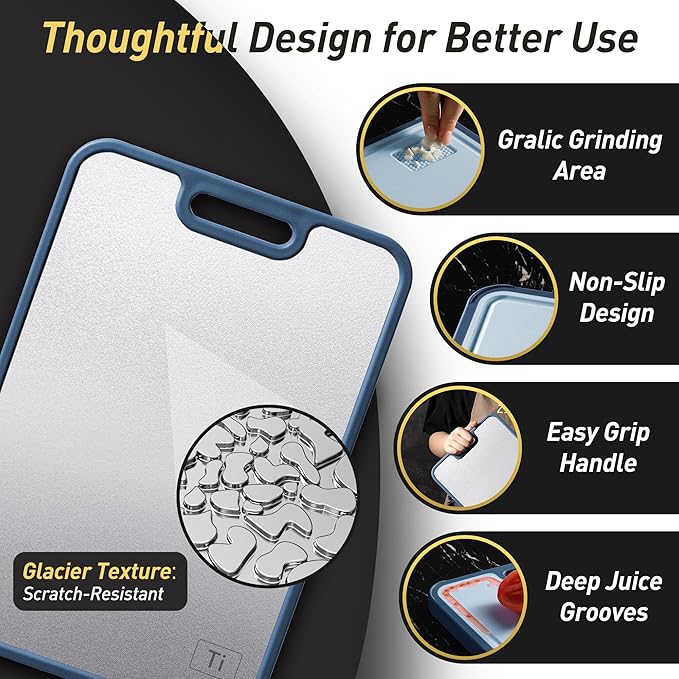 2 Packs Titanium Cutting Boards for Kitchen Chopping Board Butcher Block 2 in 1 Pure Titanium and Wheat Straw PP Mother Day Best Mama Mommy Ever Mother In Law Gifts Stepmom Grandma Gigi Nana Present