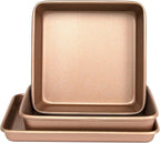 casaWare 3pc Ultimate Series Commercial Weight Toaster Oven Bakeware Set (Rose Gold Granite)