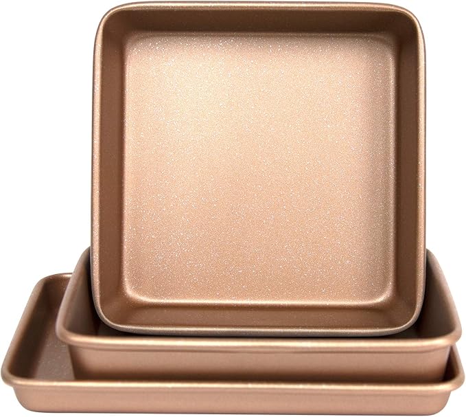 casaWare 3pc Ultimate Series Commercial Weight Toaster Oven Bakeware Set (Rose Gold Granite)