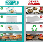 Baker's Secret Commercial Grade Natural Pure Aluminum 16" Cookie Sheet Flat, 100% Recycled, Baking Tray For Oven, Chemical Free No PFOA, PFOS, and PTFE - The Natural Aluminum Collection