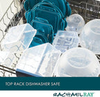 Rachael Ray Leak-Proof Nestable Container Food Storage Bin Set, 10-Piece Square, Teal Lid