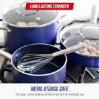 Blue Diamond 20 Piece Nonstick Cookware Set, Diamond Ceramic Pots & Pans, Dishwasher & Metal Utensil Safe, Non Toxic PFAS-Free, Kitchen Cooking Sauce & Saute Pans, Oven & Broiler to 600F, Blue