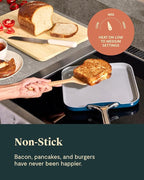 Caraway Griddle Pan & Grill Pan Duo - Non-Stick Ceramic Coated - Non Toxic, PTFE & PFOA Free - Oven Safe & Compatible with All Stovetops – Black