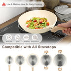 11Pcs Nonstick Cookware Set, Aluminum Nonstick Pots and Pans with Lids & Wooden Handles, Silicone Spoons & Spatulas, Non-toxic Healthy Kitchen Cooking Sets, PFAS & PFOA Free